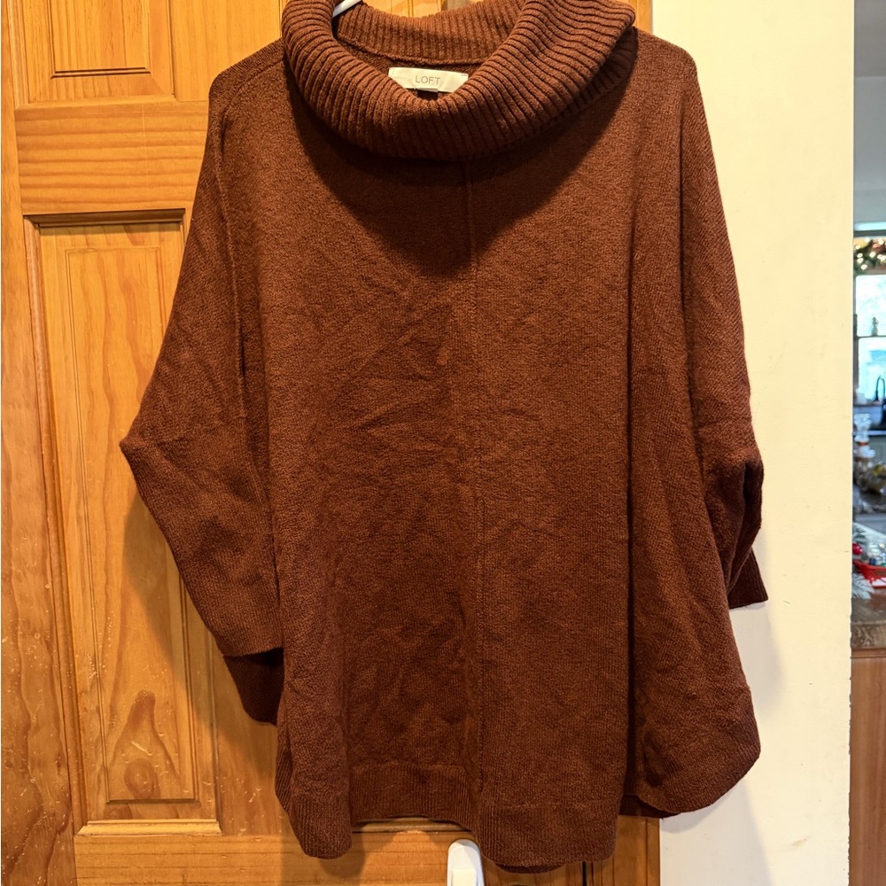 LOFT Women's Brown Cowl Neck Sweater